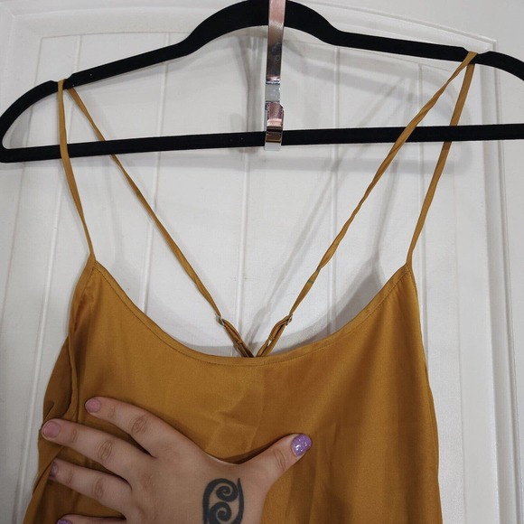 Victorias Secret Collection Womens Slip Dress Gold Satin Midi 80s Y2K Vtg Sz M - Picture 5 of 10